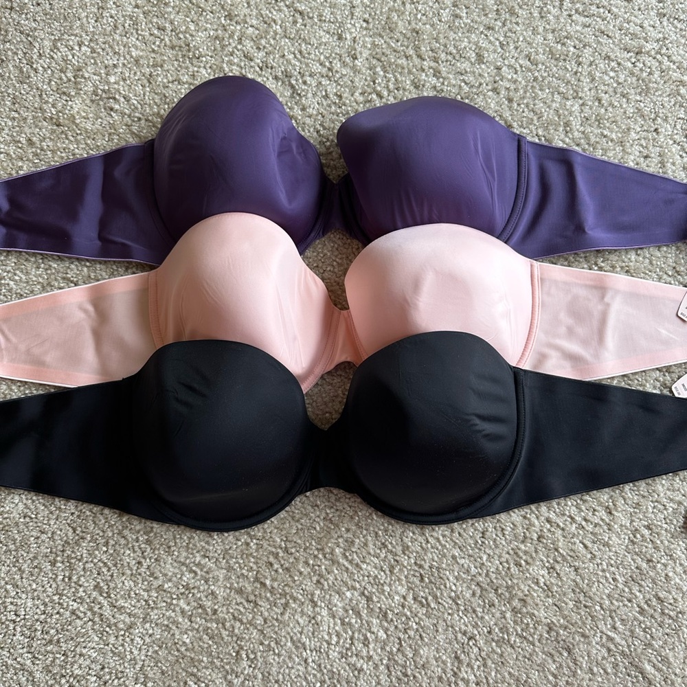NWT Victoria’s Secret 38DD Fabulous Lined Strapless Lot of 3